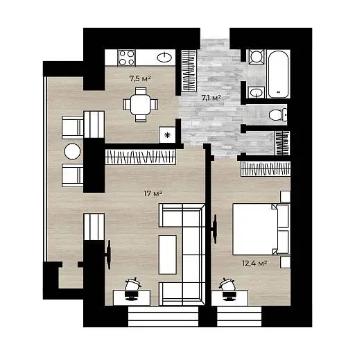 2-комн. квартира, 48,7 м², 3/12 этаж