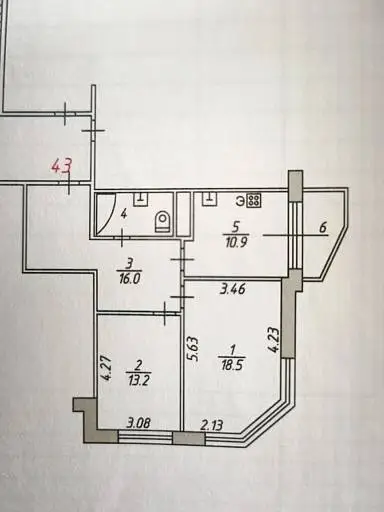 2-комн. квартира, 63,1 м², 8/15 этаж