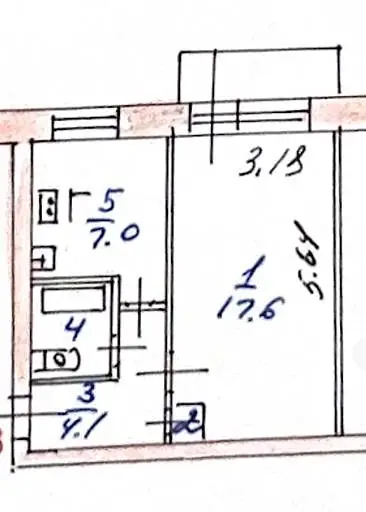 1-комн. квартира, 32 м², 4/5 этаж