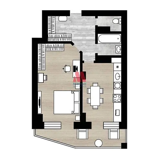 1-комн. квартира, 44,8 м², 5/17 этаж