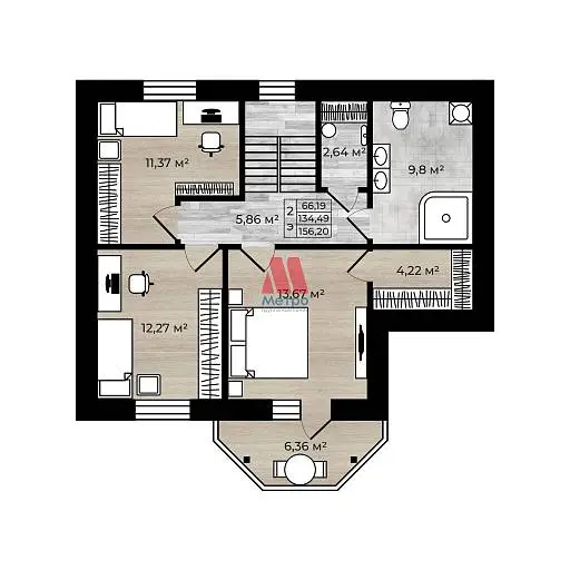 Дом, 156 м², 9 сот., 2 этажа