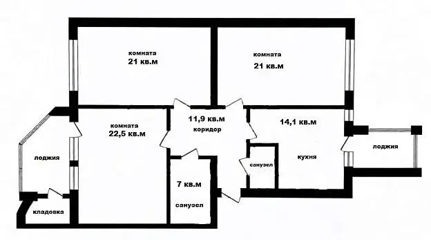 3-комн. квартира, 115 м², 3/7 этаж