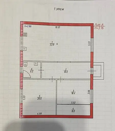 Дом, 131,4 м², 12,35 сот., 1 этаж