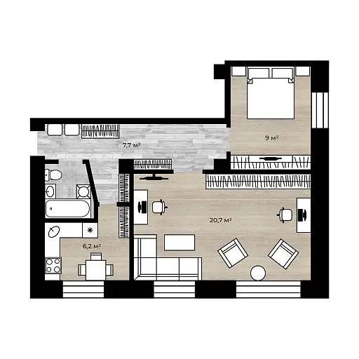 2-комн. квартира, 46,9 м², 3/3 этаж