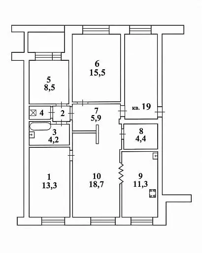 3-комн. квартира, 84 м², 3/4 этаж