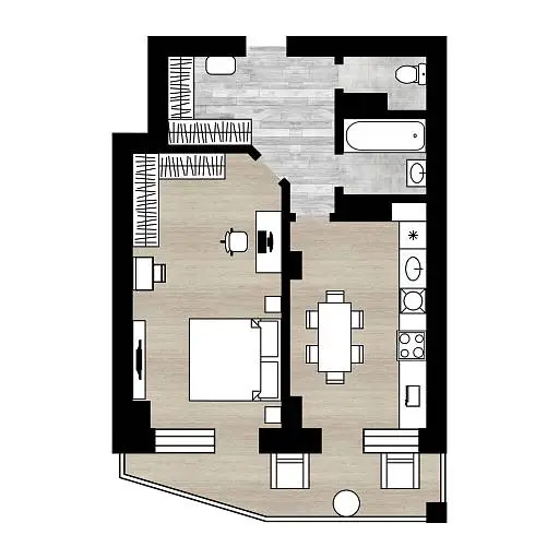 1-комн. квартира, 44,8 м², 5/17 этаж